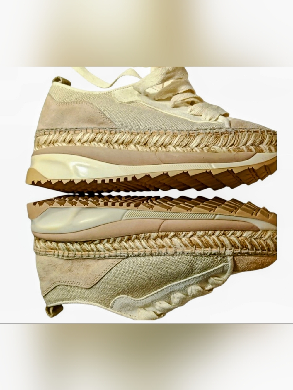 36🍀Gaimo Tierra Chic Preppy Sneakers Espadrilles in Cream and Tan